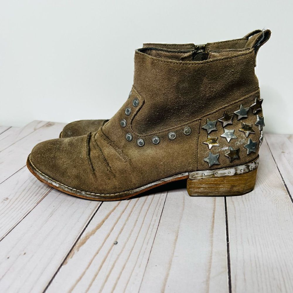 Mia Limited Edition Marrshal Gold Silver Star Embellished Suede Leather Ankle Bo